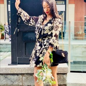 Floral spring dress with black slip